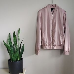 Pink satin oversized bomber jacket.  L